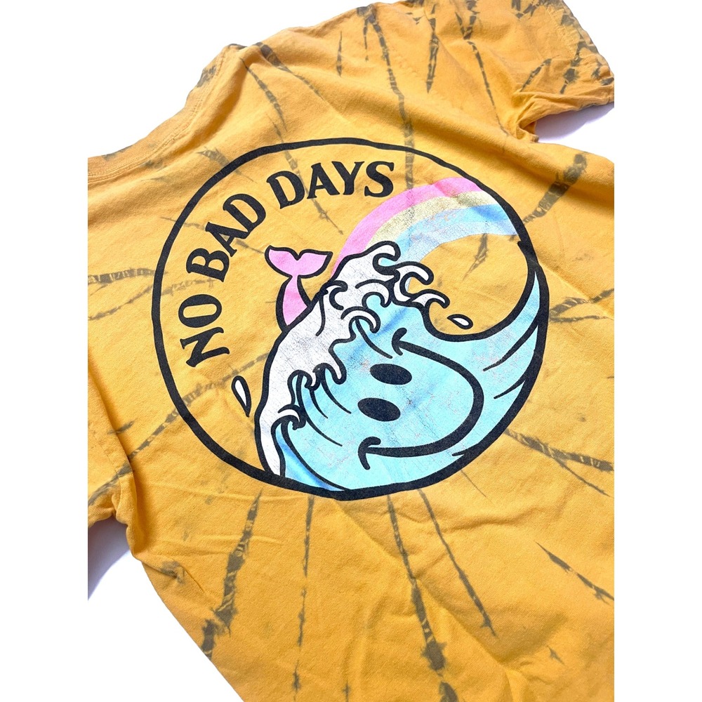 Pink Dolphin No Bad Days Tie Dye Graphic T-Shirt Yellow Mens Medium 2018 Vintage